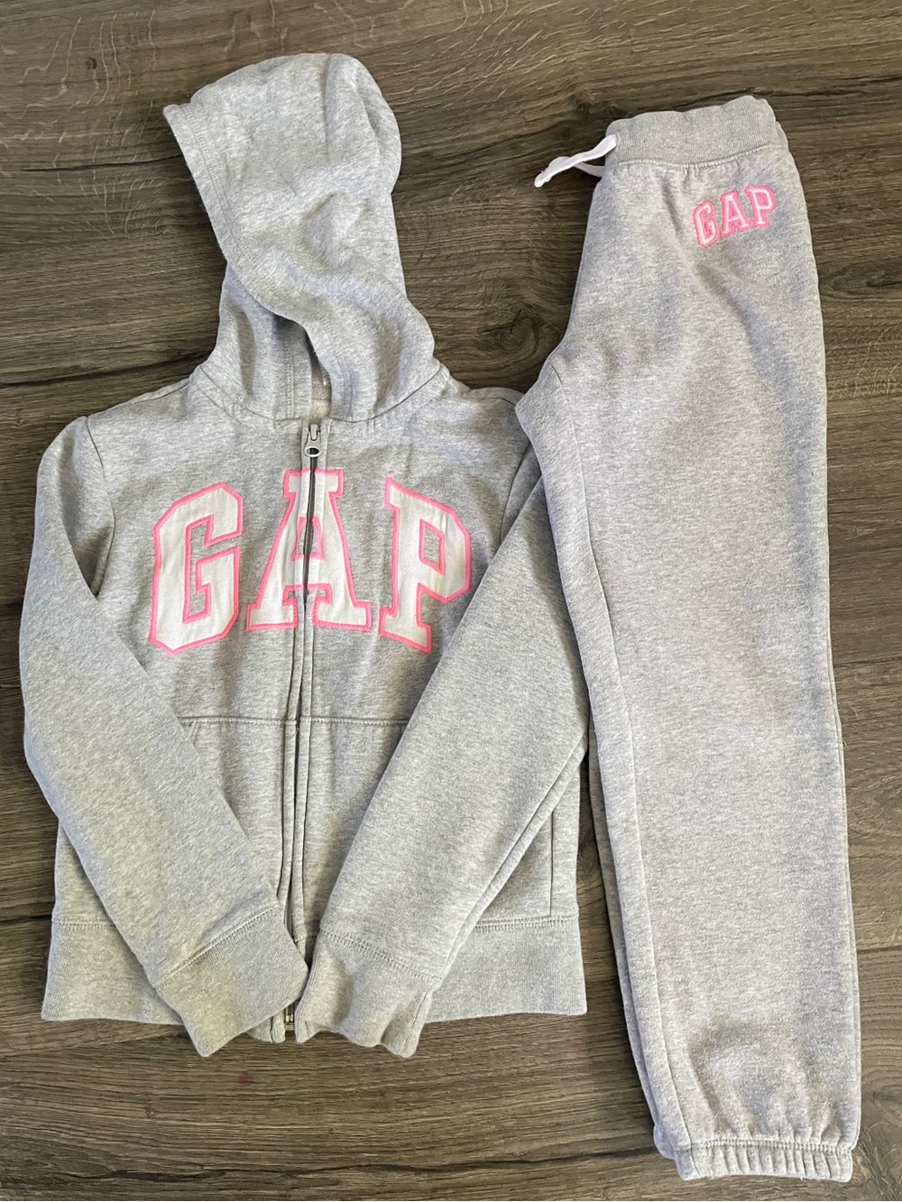 GAP Gray Hoodie & Joggers Set with Pink Logo